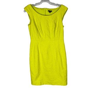 Ann Taylor Womens Chartreuse Cap Sleeve Sheath Dress Lime Green Yellow size 2